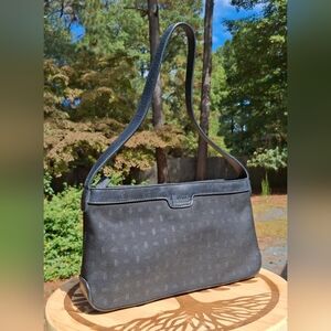 Vintage Harrods Knightsbridge London Signature Logo And Leather Shoulder Bag